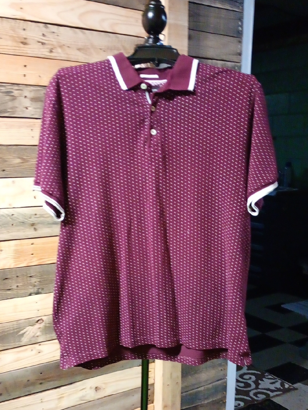 Denim & Flower Maroon Polo with White Trim By Ricky Sigh XL